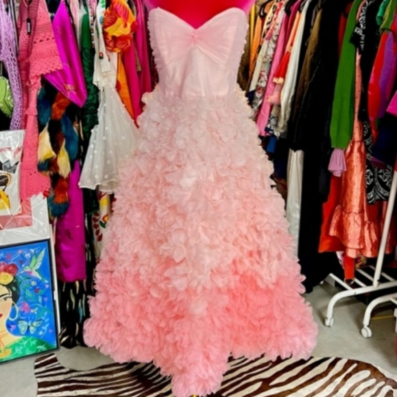 NWT MARCHESA  Notte tea length pink ombré gown. New with tags size 14 - Picture 4 of 10